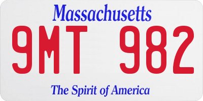 MA license plate 9MT982