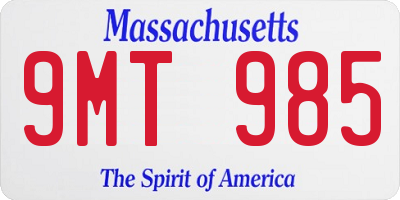 MA license plate 9MT985