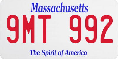 MA license plate 9MT992
