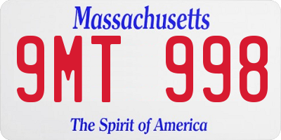 MA license plate 9MT998