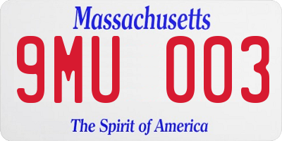 MA license plate 9MU003