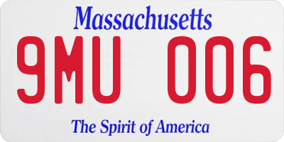 MA license plate 9MU006