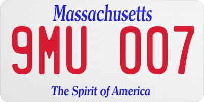 MA license plate 9MU007