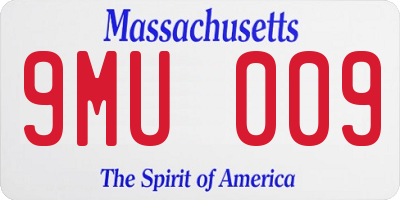 MA license plate 9MU009