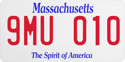 MA license plate 9MU010
