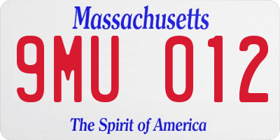 MA license plate 9MU012