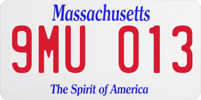 MA license plate 9MU013