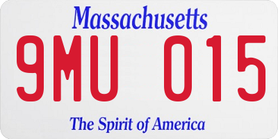 MA license plate 9MU015