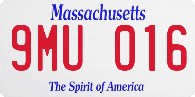 MA license plate 9MU016