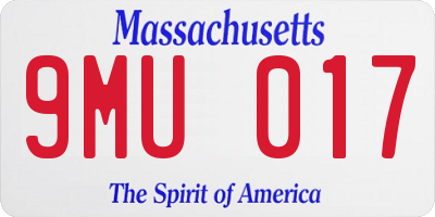 MA license plate 9MU017