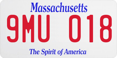 MA license plate 9MU018