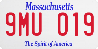 MA license plate 9MU019
