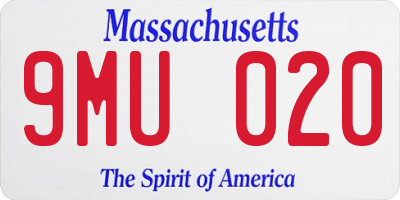 MA license plate 9MU020