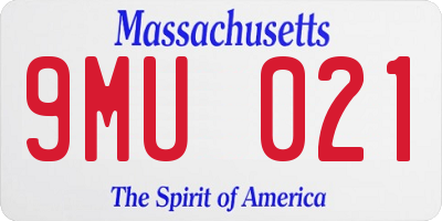 MA license plate 9MU021