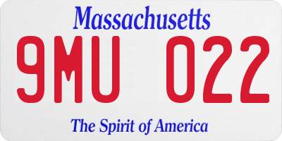 MA license plate 9MU022