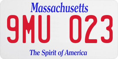 MA license plate 9MU023