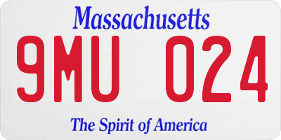 MA license plate 9MU024