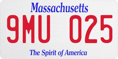 MA license plate 9MU025