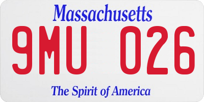 MA license plate 9MU026