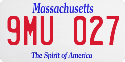 MA license plate 9MU027
