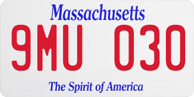 MA license plate 9MU030