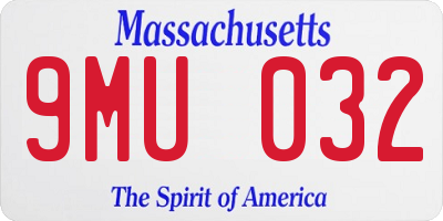 MA license plate 9MU032