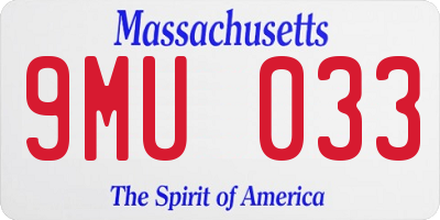 MA license plate 9MU033