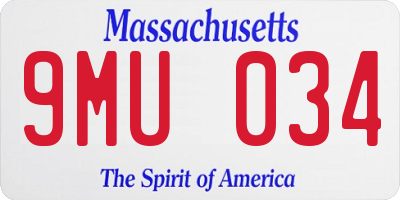 MA license plate 9MU034