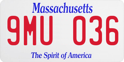 MA license plate 9MU036