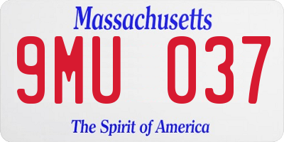MA license plate 9MU037