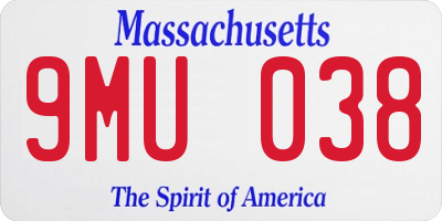 MA license plate 9MU038