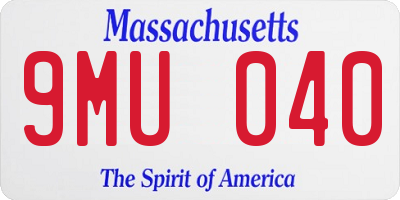 MA license plate 9MU040