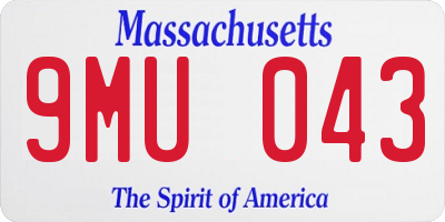 MA license plate 9MU043