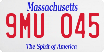 MA license plate 9MU045