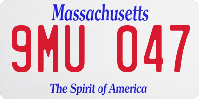 MA license plate 9MU047