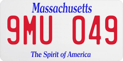 MA license plate 9MU049