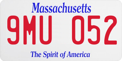 MA license plate 9MU052