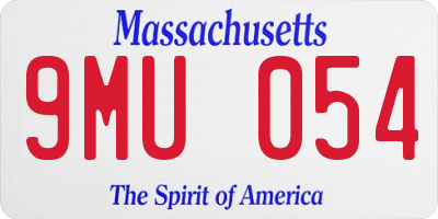 MA license plate 9MU054