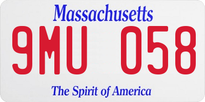 MA license plate 9MU058