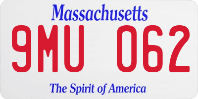 MA license plate 9MU062