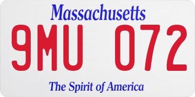 MA license plate 9MU072
