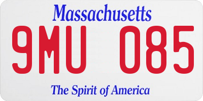 MA license plate 9MU085