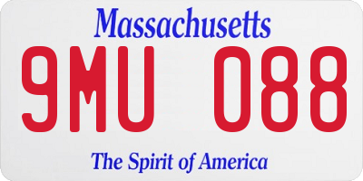 MA license plate 9MU088