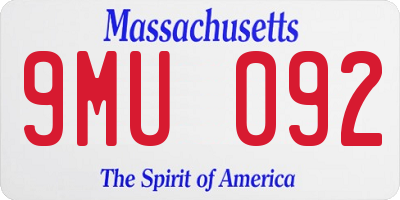 MA license plate 9MU092