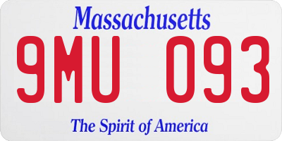 MA license plate 9MU093
