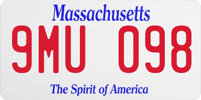 MA license plate 9MU098