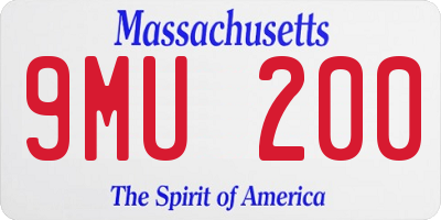 MA license plate 9MU200