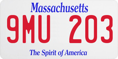 MA license plate 9MU203