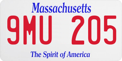 MA license plate 9MU205
