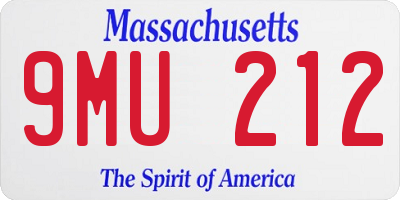 MA license plate 9MU212